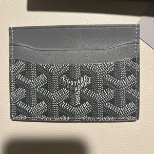 Goyard Grey and Black Card Holder with Chevron Motif